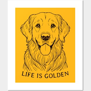 Golden Retriever Lover Art - Life is Golden Graphic for Dog Enthusiasts Posters and Art